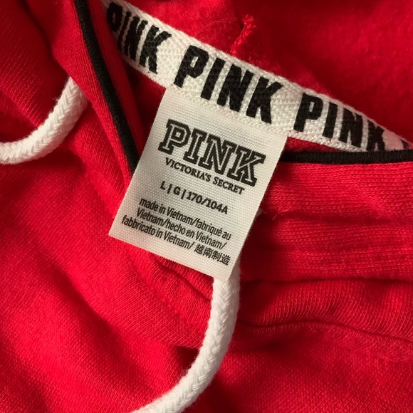 NWOT VS PINK L lightweight Red Sparkling Rhinestone BLING Hoodie - Picture 3 of 4